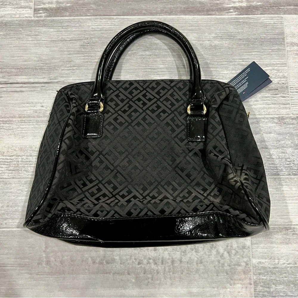 NWT Tommy Hilfiger Purse Satchel Black/Brown Logo Bag With Used Wallet‎ Included